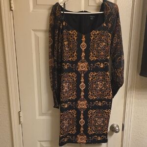 Marciano Black and Gold Long Sleeve Dress